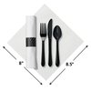 Caterwrap 8.5" Pre-rolled White Dinner Napkins with Black Cutlery 200 PK 119990